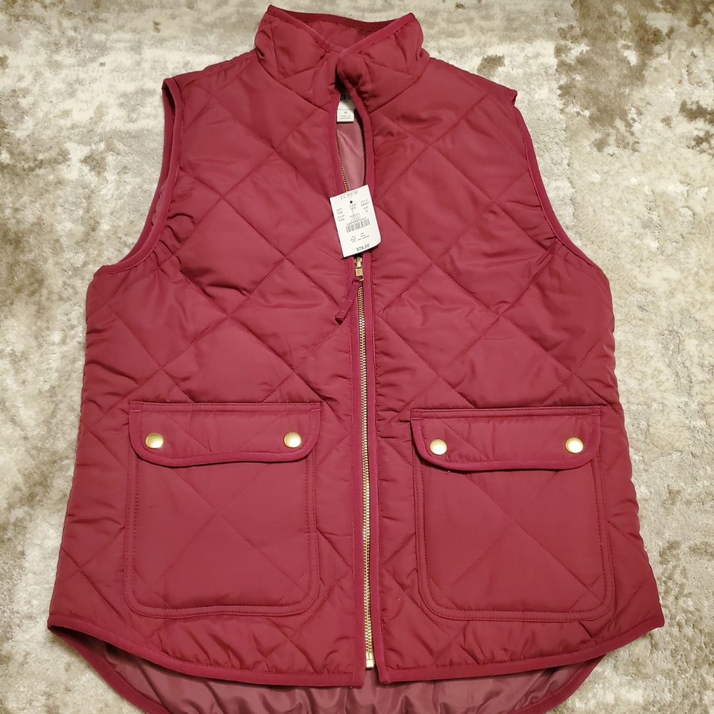J. Crew Quilted Sleeveless Vest - Magenta